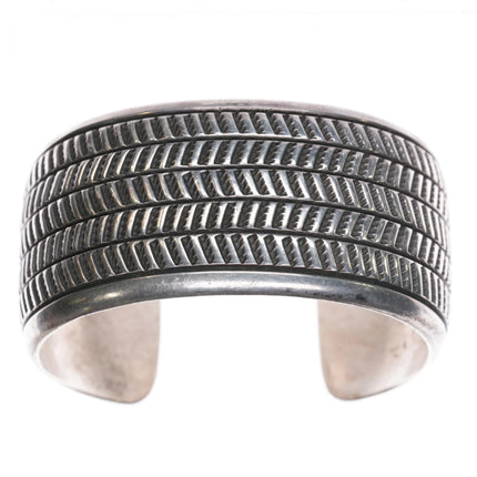 7.25" Cippy Crazy Horse Cochiti Heavy sterling silver stamped cuff bracelet - Estate Fresh Austin