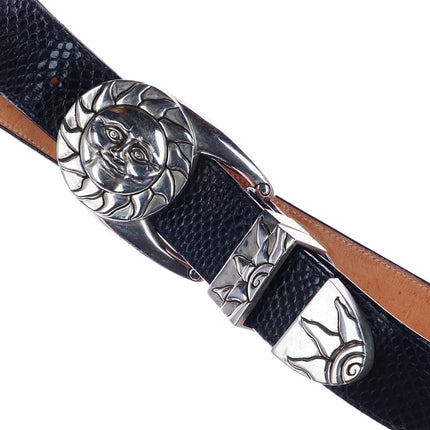 1.5" 1993 Kokopelli Designs Sterling silver Jaguar Ranger belt buckle set - Estate Fresh Austin