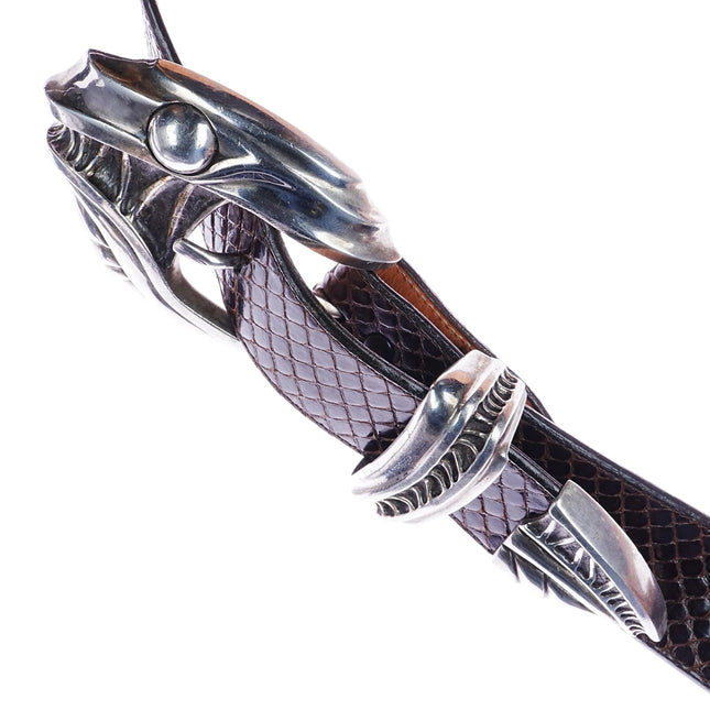 1.5" 1992 Kokopelli Designs Sterling silver abstract creature belt buckle set - Estate Fresh Austin