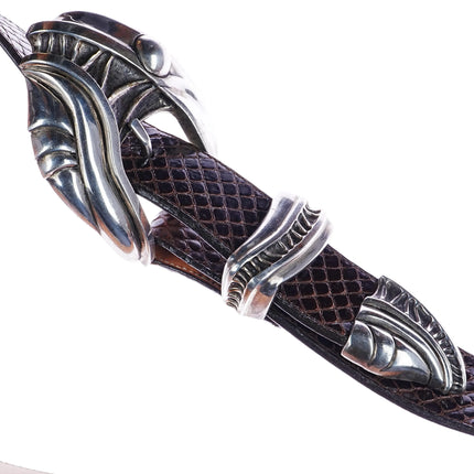 1.5" 1992 Kokopelli Designs Sterling silver abstract creature belt buckle set - Estate Fresh Austin