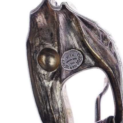 1.5" 1992 Kokopelli Designs Sterling silver abstract creature belt buckle set - Estate Fresh Austin