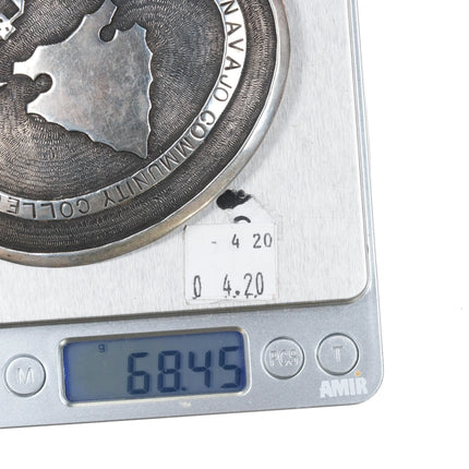 Navajo Community College Dine Sterling silver Yei Arrowhead belt buckle - Estate Fresh Austin