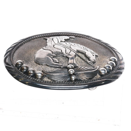 Pete Sanchez Isleta Pueblo sterling silver "End of the Trail" belt buckle - Estate Fresh Austin