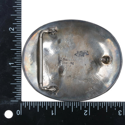 Pete Sanchez Isleta Pueblo sterling silver "End of the Trail" belt buckle - Estate Fresh Austin
