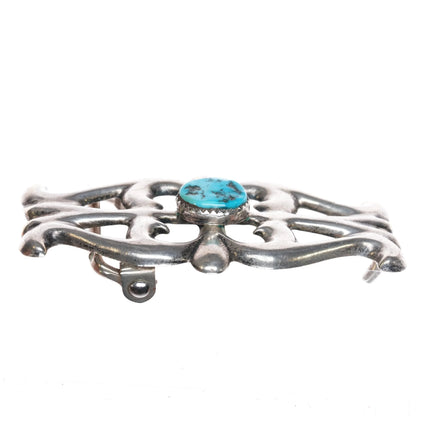 JB Navajo sterling silver cast belt buckle with turquoise - Estate Fresh Austin