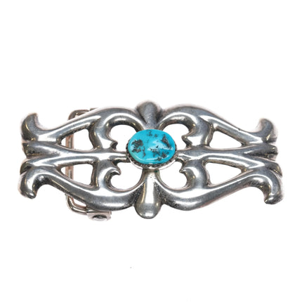 JB Navajo sterling silver cast belt buckle with turquoise - Estate Fresh Austin
