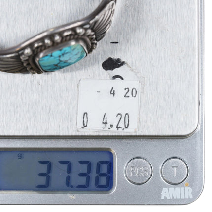 6" 40's-50's Navajo sterling silver high grade spiderweb turquoise cuff bracelet - Estate Fresh Austin