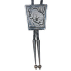1970's Vintage Navajo sterling silver carved bear overlay bolo tie - Estate Fresh Austin