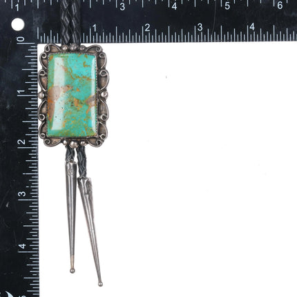 Vintage Native American sterling silver bolo tie with large turquoise stone - Estate Fresh Austin