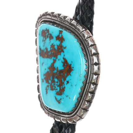 Mary Marie Yazzie Lincoln Navajo Sterling silver Pilot Mtn turquoise bolo tie - Estate Fresh Austin