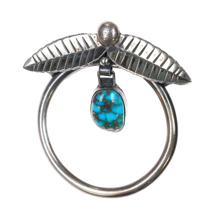 Vintage Native American sterling silver high grade turquoise dangly pendant/pin - Estate Fresh Austin