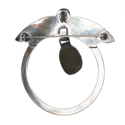 Vintage Native American sterling silver high grade turquoise dangly pendant/pin - Estate Fresh Austin