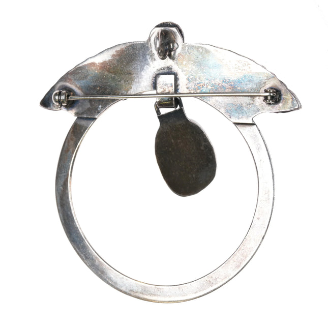 Vintage Native American sterling silver high grade turquoise dangly pendant/pin - Estate Fresh Austin