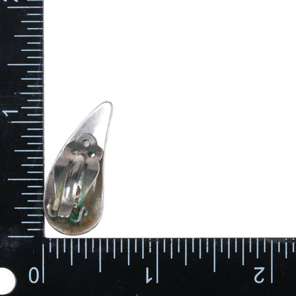 Frank Patania Sr Southwestern Modernist Sterling silver/turquoise clip earrings - Estate Fresh Austin