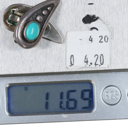 Frank Patania Sr Southwestern Modernist Sterling silver/turquoise clip earrings - Estate Fresh Austin