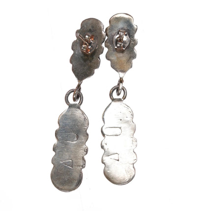 Alice Quam Zuni sterling silver carved turquoise dangle earrings - Estate Fresh Austin