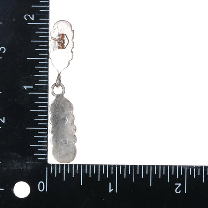 Alice Quam Zuni sterling silver carved turquoise dangle earrings - Estate Fresh Austin