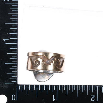 sz11.5 Dina Huntinghorse 14k gold, sterling, Lone Mountain turquoise ring - Estate Fresh Austin