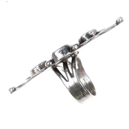 sz7.5 Native American sterling silver mother of pearl cluster long ring - Estate Fresh Austin