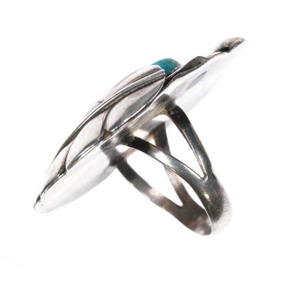 sz9 Big 60's-70's Vintage Navajo sterling silver and turquoise ring - Estate Fresh Austin