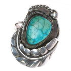 sz9 Big 60's-70's Vintage Navajo sterling silver and turquoise ring - Estate Fresh Austin