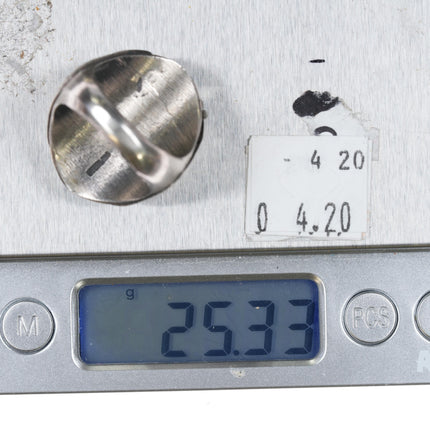 sz10.75 Navajo Sterling silver large carved Kingman turquoise ring - Estate Fresh Austin