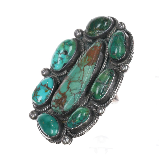 sz6.5 Huge vintage Navajo Royston turquoise sterling silver cluster ring - Estate Fresh Austin