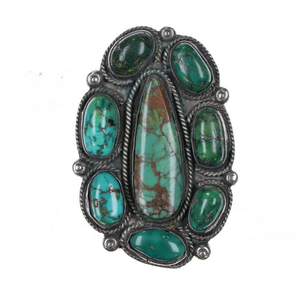 sz6.5 Huge vintage Navajo Royston turquoise sterling silver cluster ring - Estate Fresh Austin