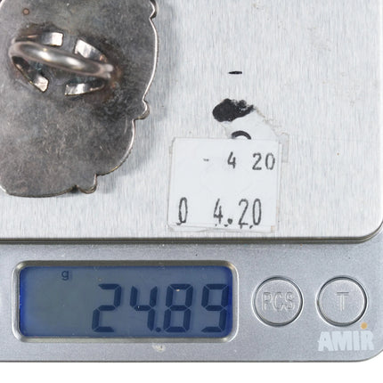 sz6.5 Huge vintage Navajo Royston turquoise sterling silver cluster ring - Estate Fresh Austin