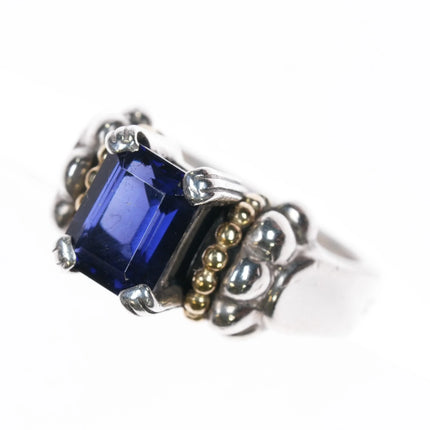 sz7.5 Lagos Caviar 18k gold/Sterling Iolite ring - Estate Fresh Austin