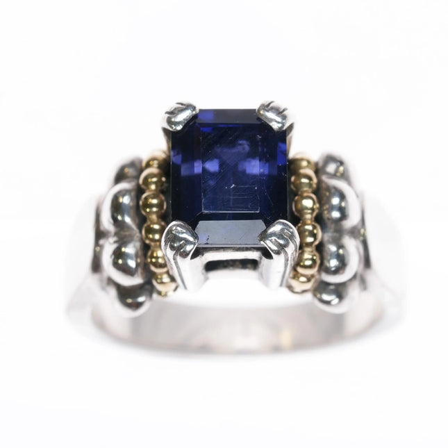 sz7.5 Lagos Caviar 18k gold/Sterling Iolite ring - Estate Fresh Austin