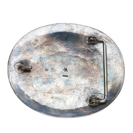 Large c1970 Los Charros del Desierto Arizona Navajo sterling silver belt buckle - Estate Fresh Austin