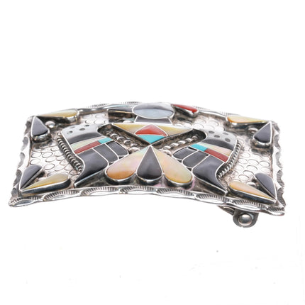 1970's Bobby & Corraine Shack Zuni sterling silver inlay thunderbird belt buckle - Estate Fresh Austin