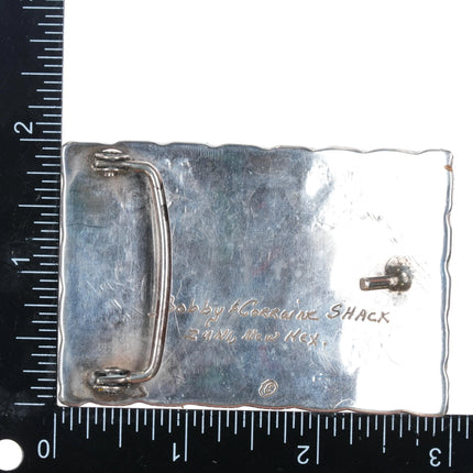 1970's Bobby & Corraine Shack Zuni sterling silver inlay thunderbird belt buckle - Estate Fresh Austin