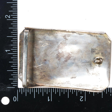 c1960's Vintage sterling silver hand engraved belt buckle with chrysocolla - Estate Fresh Austin