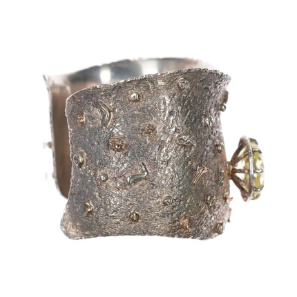 6.25" Edison Billy Navajo 14k gold/Sterling silver Gemstone set cuff bracelet - Estate Fresh Austin