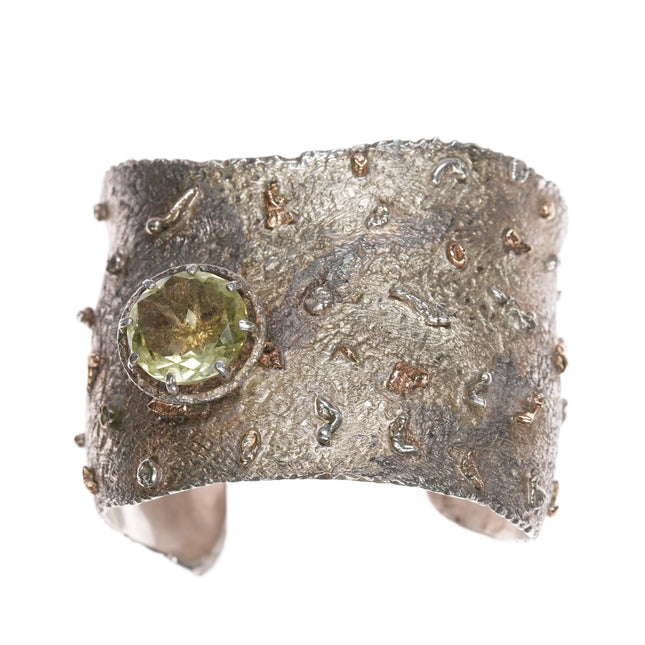 6.25" Edison Billy Navajo 14k gold/Sterling silver Gemstone set cuff bracelet - Estate Fresh Austin