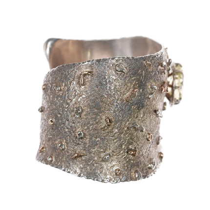 6.25" Edison Billy Navajo 14k gold/Sterling silver Gemstone set cuff bracelet - Estate Fresh Austin