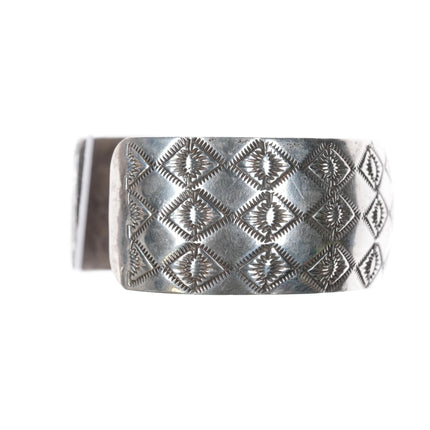 7" Navajo heavily stamped sterling silver convex cuff bracelet - Estate Fresh Austin