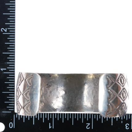 7" Navajo heavily stamped sterling silver convex cuff bracelet - Estate Fresh Austin