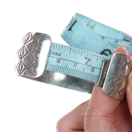 7" Navajo heavily stamped sterling silver convex cuff bracelet - Estate Fresh Austin