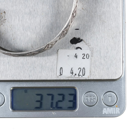 7" Navajo heavily stamped sterling silver convex cuff bracelet - Estate Fresh Austin