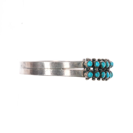 6.1" Vintage Zuni sterling silver double row snake eye turquoise cuff bracelet - Estate Fresh Austin