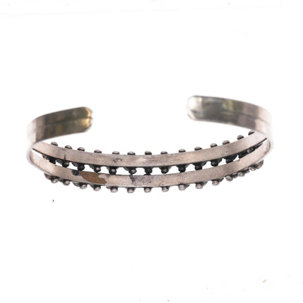 6.1" Vintage Zuni sterling silver double row snake eye turquoise cuff bracelet - Estate Fresh Austin