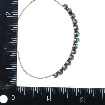6.1" Vintage Zuni sterling silver double row snake eye turquoise cuff bracelet - Estate Fresh Austin