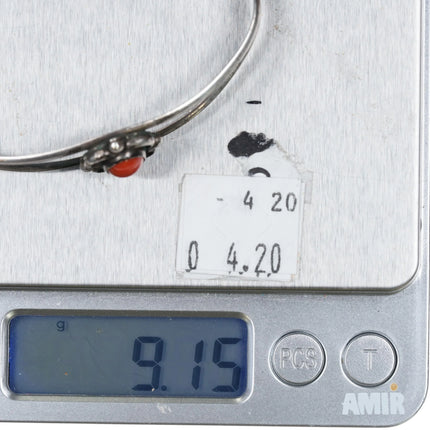 6.25" 60's-70's Navajo sterling silver coral cuff bracelet - Estate Fresh Austin