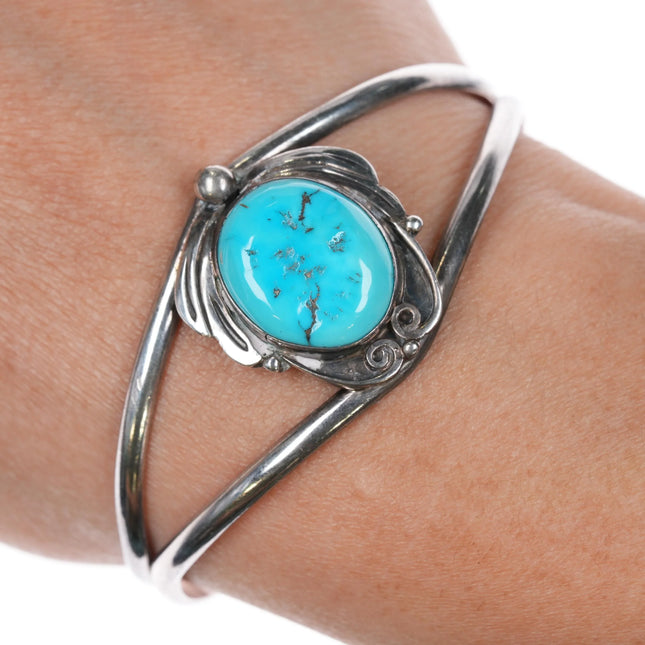 6.5" 1970's BB Navajo sterling silver and turquoise cuff bracelet - Estate Fresh Austin