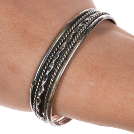 6.25" Tahe Sterling Navajo silver twisted wire cuff bracelet - Estate Fresh Austin