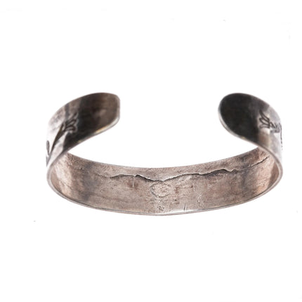 6.25" 20's-30's Navajo ingot silver cuff bracelet with nice stampings - Estate Fresh Austin