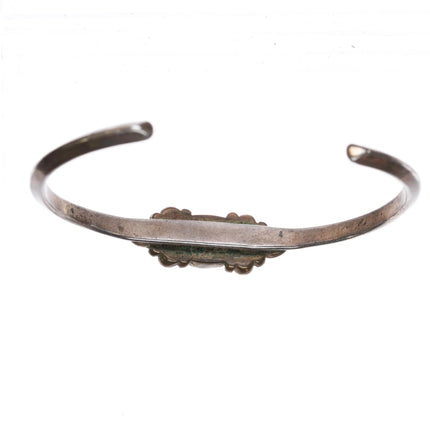 6.25" Vintage Silver and brass Native American cuff bracelet w/ Nice turquoise - Estate Fresh Austin